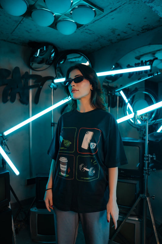 Black Daily Icons Tee - Women