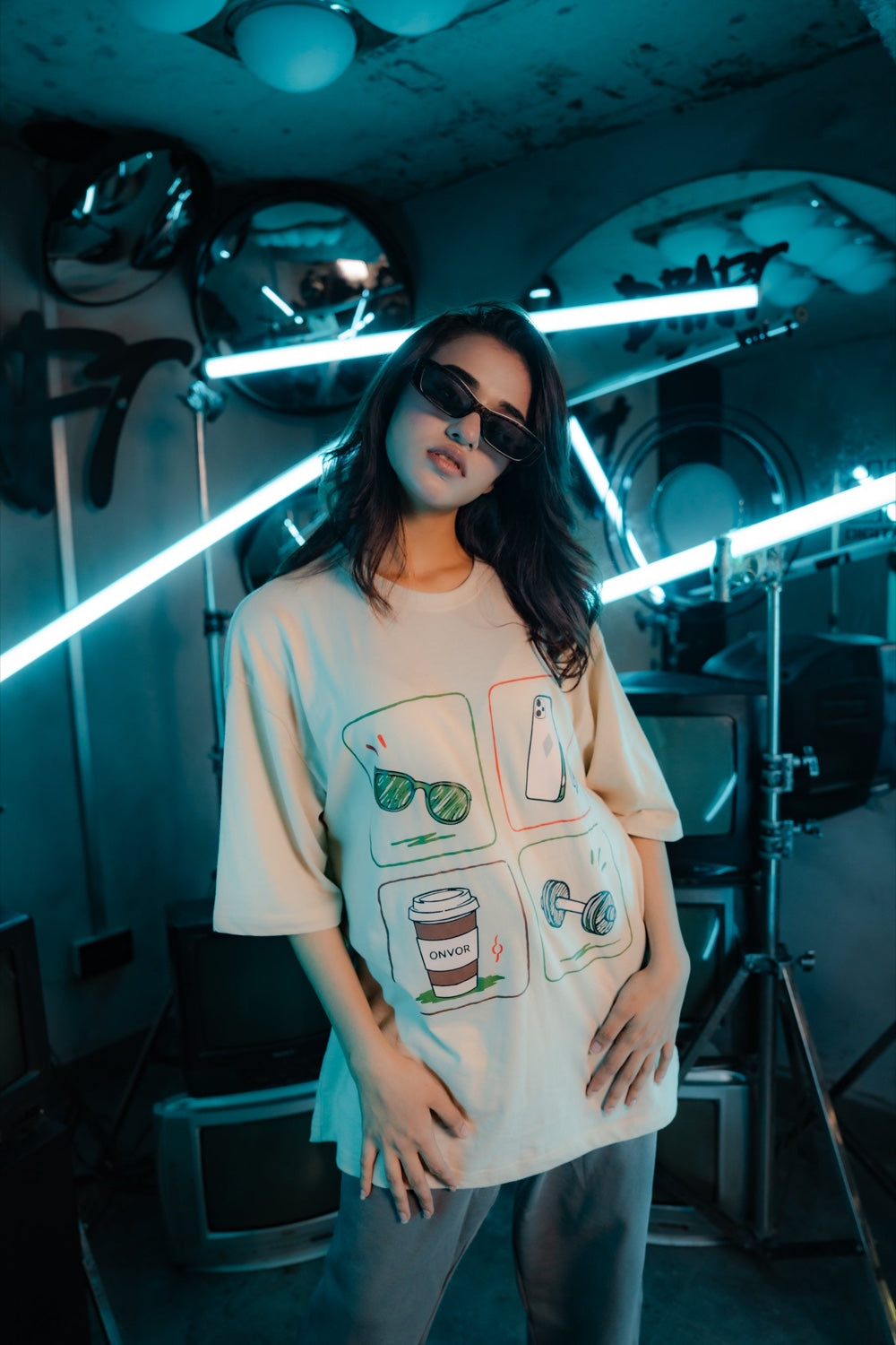 Cream Daily Icons Tee - Women