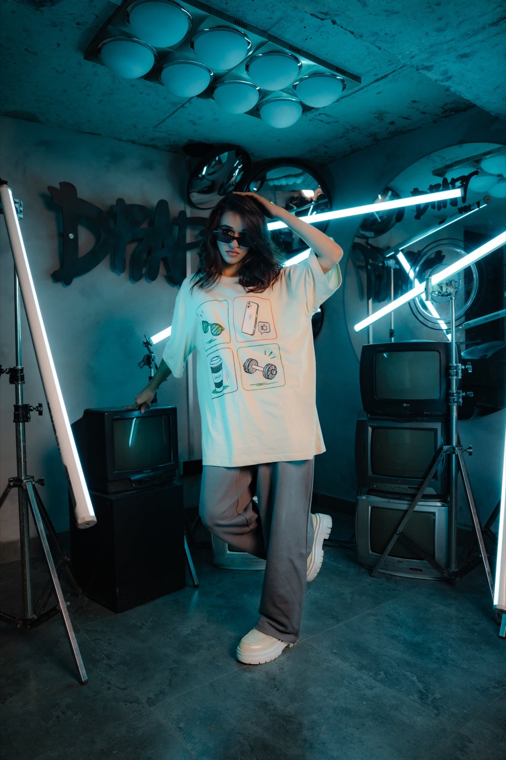 Cream Daily Icons Tee - Women
