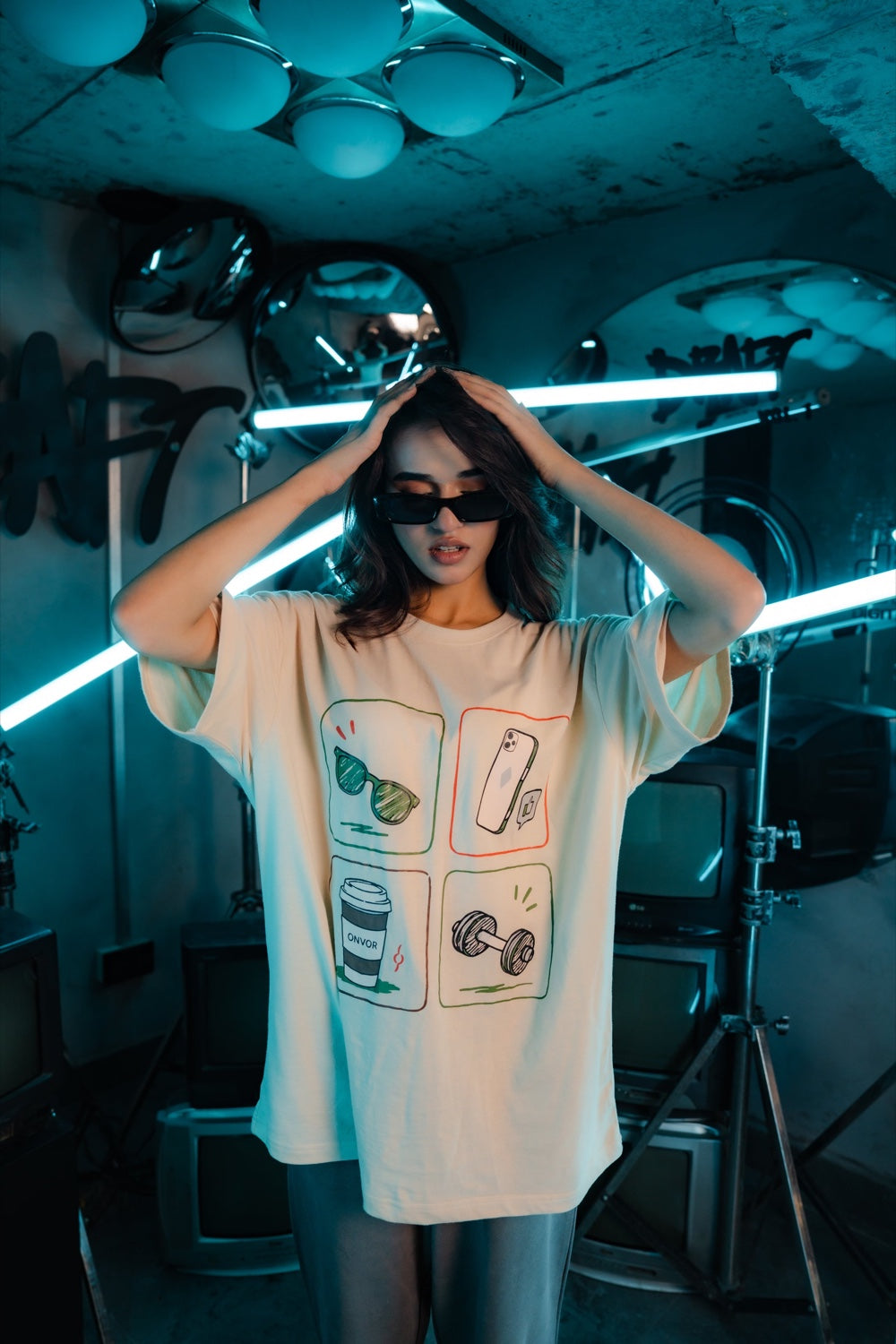 Cream Daily Icons Tee - Women