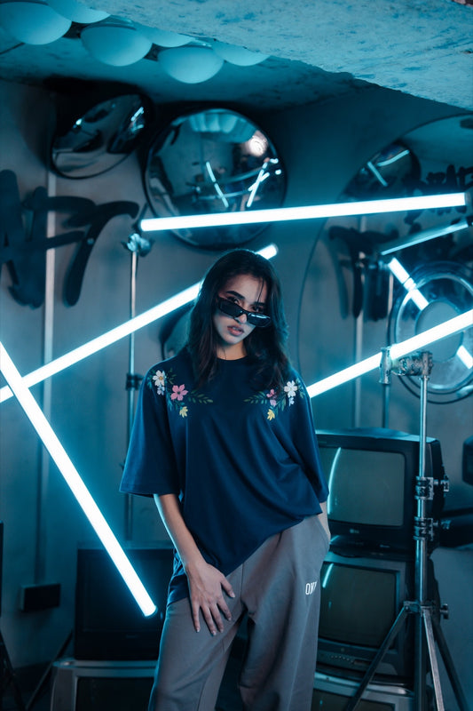 Navy Wildflower Tee - Women