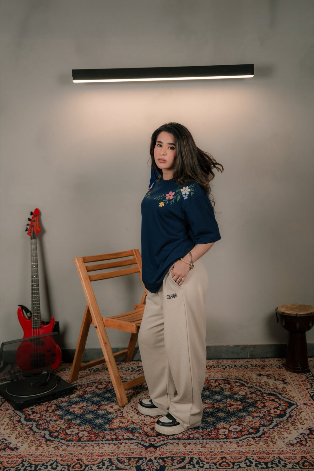 Navy Wildflower Tee - Women
