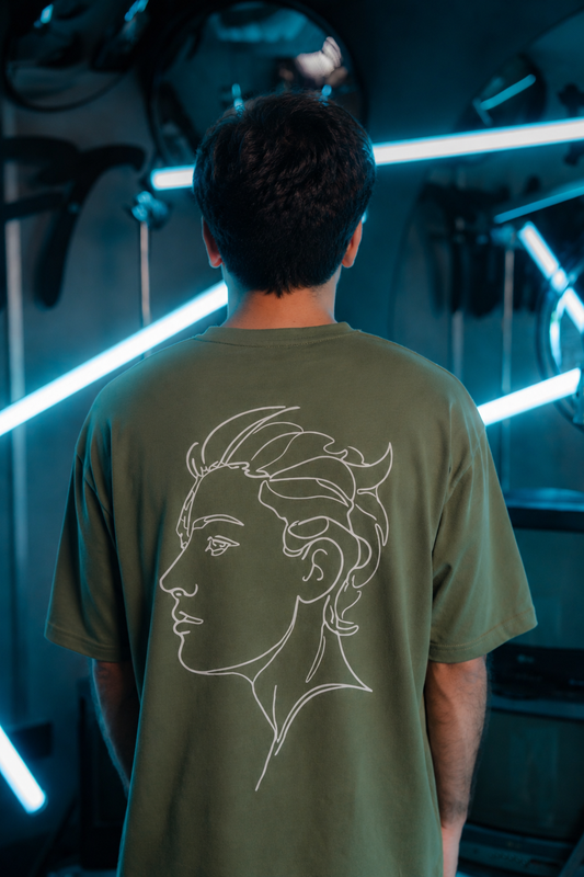 Olive Green Faceline Tee - Men